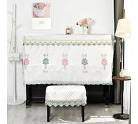 Copertura per pianoforte verticale, Upright Piano Cover with Stool Multicolor Multiple Sizes Lace Ruffled Cloth(Pink Rabbit Half,Only Standard Piano Cover)