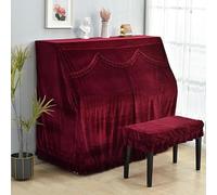 Copertura per pianoforte verticale, Upright Piano Cover With Stool Multicolor Velvet Ruffle 150 cm Multiple Sizes(Jujube,Only Extra Piano Cover)