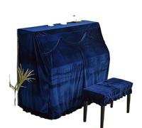 Copertura per pianoforte verticale, Upright Piano Cover With Stool Multicolor Velvet Ruffle 150 cm Multiple Sizes(Blue,(Standard Piano+Single Stool) Cover)