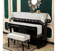 Copertura per pianoforte verticale, Upright Piano Keyboard Cover Ball Tassel Multicolor Cotton Linen 88 Keys Multi-Size(Coral Gray,Piano cover 220 * 90cm)
