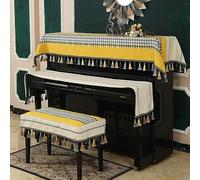 Copertura per pianoforte verticale, Upright Piano Keyboard Cover Ball Tassel Multicolor Cotton Linen 88 Keys Multi-Size(Lemon Yellow,Chair 37 * 77cm)