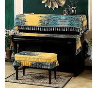 Copertura per pianoforte verticale, Upright Piano Keyboard Cover Ball Tassel Multicolor Cotton Linen 88 Keys Multi-Size(Yellow Blue,Piano cover 220 * 90cm)