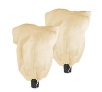 Copertura per piante XXL in pile per protezione dal gelo, in tessuto non tessuto resistente, con chiusura a coulisse, colore beige, 1,4 m x 2 m, set da 2