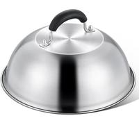 Copertura per piastra da 22,9 cm, a cupola in acciaio inox, rotonda, accessorio per cottura all'aperto, barbecue, pizza, hamburger e bistecca, lavabile in lavastoviglie, coperchio in pietra nera