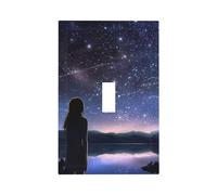 Copertura per piastra da parete con scritta "Girl looking at stars", copertura per interruttore a 1 uscita, duplex, presa elettrica, piastra da parete, per cucina, camera da letto, decorazione