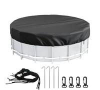 Copertura per piscina a terra, copertura rotonda antipolvere per piscine da 2,3 m, 3,7 m, impermeabile, resistente ai raggi UV, con coulisse e punte, copertura in tessuto Oxford 420D per piscine a