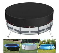 Copertura per piscina, copertura solare per piscine fuori terra, copertura rotonda per vasca idromassaggio, impermeabile e resistente ai raggi UV, con chiodi a terra, verricello e cavo (nero, 2,3 m)