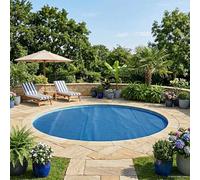 Copertura per piscina in polietilene resistente ai raggi UV, diametro 417 cm, tagliabile per piscine rotonde, riduce l'evaporazione e mantiene la temperatura dell'acqua, protegge dal