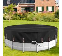 Copertura per piscina rotonda in tessuto Oxford con bordo rinforzato, copertura solare per piscina fuori terra, controllo della temperatura, nero (4,6 m)