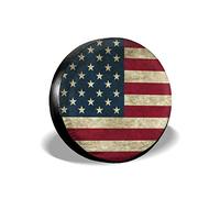 Copertura per pneumatici con bandiera americana in legno di recupero in poliestere potabile universale per ruota di scorta per rimorchio, camper, SUV, camion, camper, accessori da viaggio per