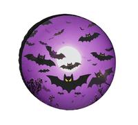 Copertura per pneumatici con pipistrelli viola volante di Halloween Copertura per pneumatici impermeabile anti UV 24 pollici Copricerchi per asse singolo per camper camion SUV rimorchio universale per