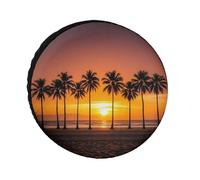 Copertura per pneumatici da spiaggia con tramonto tropicale, impermeabile, anti UV, da 24 pollici, per camper, camion, SUV, rimorchio, universale, per tutte le stagioni