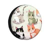 Copertura per pneumatici di scorta con gatto adorabile del fumetto impermeabile antipolvere portatile copertura della ruota di scorta per camper SUV camion rimorchio