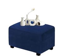 Copertura per poggiapiedi in velluto elasticizzato blu navy per soggiorno, grande, rettangolare, protezione per mobili con fondo elastico, copertura pieghevole - ed elegante