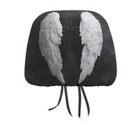 Copertura per poggiatesta auto, motivo ali d'angelo bianche e nere con piume, 2 pezzi, elastica, comoda, per donne e uomini, universale, adatta alla maggior parte delle auto, furgoni, SUV, camion