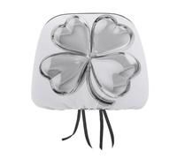 Copertura per poggiatesta auto, motivo quadrifoglio argento lucido con quattro foglie stampate a forma di cuore, 2 pezzi, elastica, comoda, per donne e uomini, universale, adatta alla maggior parte
