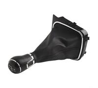 Copertura per pomello del cambio dell'auto, telaio del bagagliaio per Golf MK5 MK6 per Jetta 2004-2014, trasmissione manuale, alloggiamento in pelle ABS rosso nero 26 cm (5 velocità linea nera)