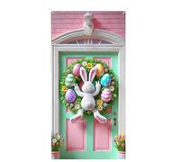 Copertura per porta a forma di di coniglio, decorazione per la casa con scritta "Happy Spring", per uffici, casa, scuola, dormitorio, appartamento, giardino, interni ed esterni