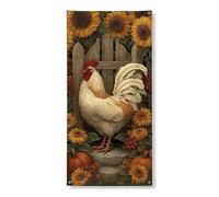 Copertura per porta a forma di gallo, decorazione rustica, decorazione autunnale, per interni ed esterni, 91 x 182 cm