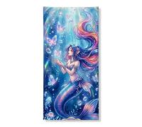 Copertura per porta a forma di sirena, decorazione colorata per porta d'ingresso, per interni ed esterni, estate, spiaggia, feste, 91 x 182 cm