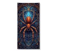 Copertura per porta a ragnatela decorativa, arte scura gotica per Halloween, decorazione per porta d'ingresso, per interni ed esterni, spettrale, da appendere, forniture per festival, 91 x 182 cm