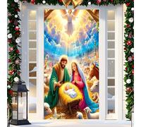 Copertura Per Porta Anteriore Di Natale - Forniture Festive In Tessuto Con Scena Religiosa Della Natività - Addobbi Di Natale Di Gesù | Per Festa Di Gesù Compleanno Uffici Casa Scuola Portico