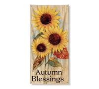Copertura per porta autunnale con girasole decorativo, design floreale giallo rustico, decorazione per porta d'ingresso, per interni ed esterni, autunno stagionale, sfondo da appendere 91 x 183 cm