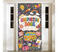 Copertura per porta con banner per composizione, 1,9 x 0,9 m, decorazione per aula scolastica, striscione di benvenuto per il primo giorno di scuola, bacheca decorativa da parete per scuola materna