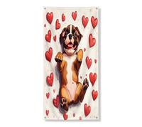 Copertura per porta con cane boxer, 91 x 182 cm, San Valentino, grazioso cuore da appendere alla porta d'ingresso, per interni ed esterni, per ingresso di animali domestici