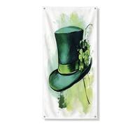 Copertura per porta con cappelli verdi per San Patrizio, 91 x 182 cm, trifoglio ad acquerello da appendere alla porta d'ingresso, per interni ed esterni, quadrifoglio per ingresso