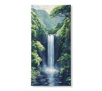 Copertura per porta con cascata tropicale, striscioni decorativi, lussureggianti paesaggi della giungla verde, decorazione per porta d'ingresso, per interni ed esterni, sfondo da appendere alla natura
