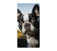 Copertura per porta con cucciolo di cane Boston Terrier, bandiera primaverile estiva da appendere, cartello per portico all'aperto stagionale per vacanze e cortile, decorazione per porta d'ingresso e