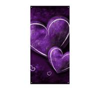 Copertura per porta con cuori viola, bandiera da appendere, per primavera, estate, portico, esterno, stagionale, vacanze, cortile, decorazione per porta d'ingresso e portico