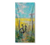 Copertura per porta con paesaggio per bici, decorazione vintage per il cielo, decorazione estiva per ingresso all'aperto, cartello di benvenuto, accessori per la casa, 91 x 182 cm