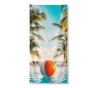 Copertura per porta con scena tropicale sulla spiaggia, vivace arte paradisiaca estiva per porta d'ingresso stagionale, decorazione per interni ed esterni, a bordo piscina, 91 x 183 cm