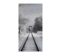 Copertura per porta con treno innevato, per primavera ed estate, da appendere, per portico, esterno, stagionale, vacanza, cortile, decorazione per porta d'ingresso e portico