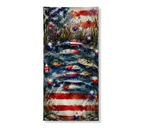 Copertura per porta da pesca patriottica, decorazione rustica con scena acquatica con pesci e stelle, decorazione per porta d'ingresso, per interni ed esterni, forniture estive per vacanze 91 x 183 cm