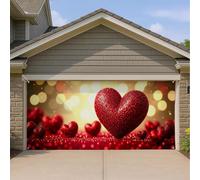 Copertura per porta del garage a forma di cuore scintillante, decorazione romantica e brillante per San Valentino, decorazione luminosa per interni ed esterni, decorazione per feste 400 x 180 cm