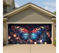 Copertura per porta del garage a forma di farfalla con stelle e luce, vibrante bohémien, grande decorazione per garage, giardino, interni ed esterni, decorazione per feste, 390 x 180 cm