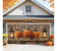 Copertura per porta del garage a forma di lanterna di zucca, grandi decorazioni per Halloween, decorazione per feste autunnali all'aperto e interni, decorazione per la casa stagionale autunnale, 400 x