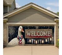 Copertura per porta del garage a forma di oca patriottica, grande stella con lustrini in stile vintage, decorazioni per garage, esposizione per feste di benvenuto all'aperto, decorazione per il giorno