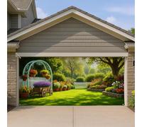 Copertura per porta del garage a tema giardino, decorazioni floreali colorate per esterni per primavera ed estate, perfetta per la casa e la decorazione per feste, 390 x 180 cm