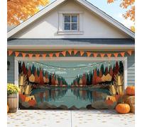Copertura per porta del garage autunnale del lago, paesaggio rustico della foresta autunnale, grandi decorazioni per porte del garage, decorazione stagionale per esterni e interni, per il