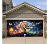 Copertura per porta del garage con albero cosmico magico, grande fantasia natura farfalla decorazioni per porte del garage, decorazione per la casa stagionale all'aperto per feste primaverili 390 x