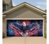 Copertura per porta del garage con aquila calva per fuochi d'artificio patriottici, grande festa dell'indipendenza, decorazione per la casa, 390 x 180