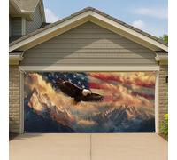 Copertura per porta del garage con aquila di montagna patriottica, grande splendida decorazione per la libertà, decorazione per feste all'aperto, 390 x 180 cm