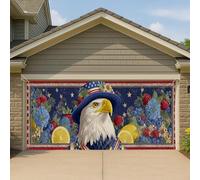 Copertura per porta del garage con aquila patriottica americana, grande decorazione per garage estivo blu stellato, decorazione per il giorno dell'indipendenza e la decorazione stagionale per esterni