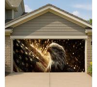 Copertura per porta del garage con aquila patriottica americana, grande decorazione vintage per la libertà, perfetta per feste all'aperto e occasioni festive, 390 x 180 cm