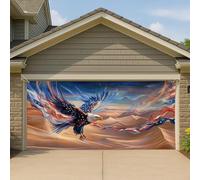 Copertura per porta del garage con aquila patriottica, grande bandiera americana della libertà, decorazione retrò per la casa all'aperto, 390 x 180 cm