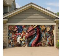 Copertura per porta del garage con aquila patriottica, grande striscione per il giorno dell'indipendenza all'aperto, decorazione per lo spirito americano, 390 x 180 cm
